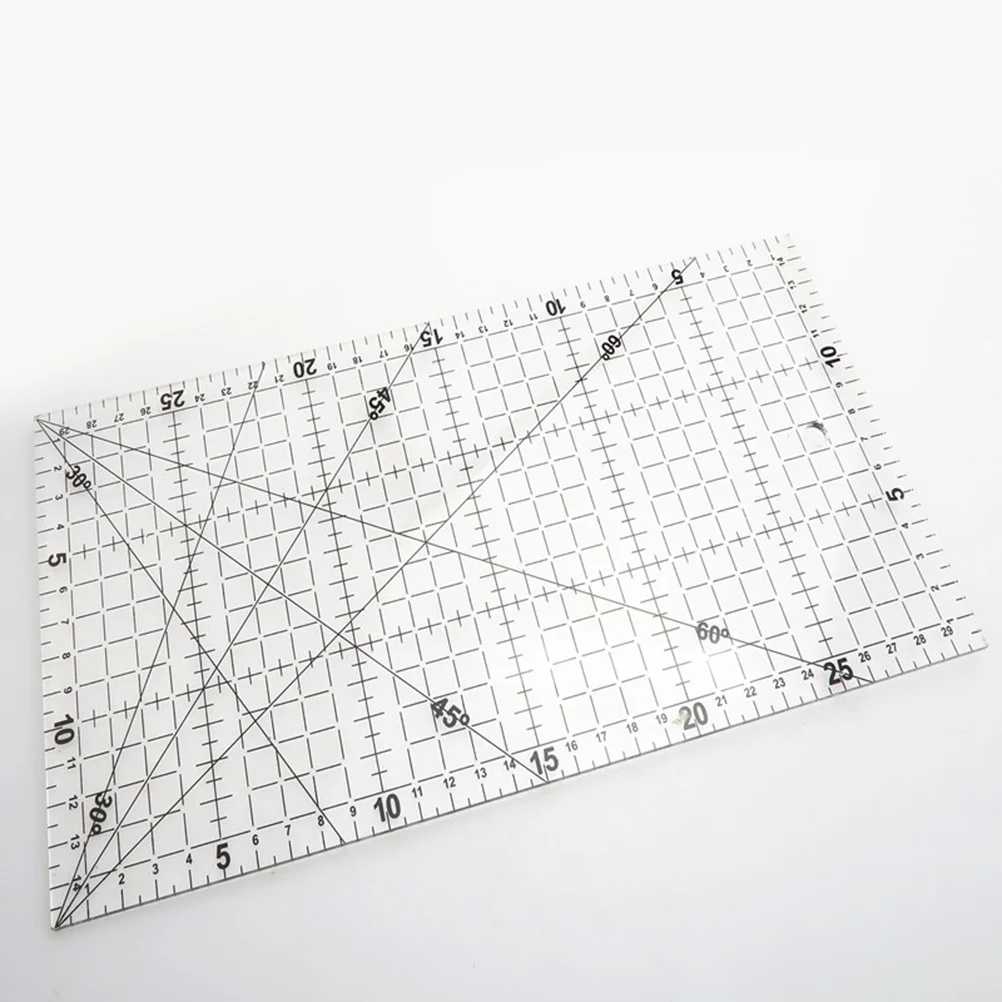 مسطرة مربعة من الأكريليك الأسود 15x30 سنتيمتر مسطرة خياطة شفافة عالية المتانة 30 45 60 درجة مؤشرات خط لصنع الملابس #5