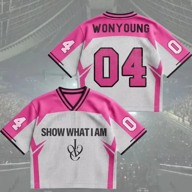 Kpop IVE DIVE No.06 Show What I Am Print Crop V Neck Mesh Sporttrikot Schnell trocknendes, atmungsaktives T-Shirt für die ganze Familie, passend für Eltern und Kinder 26 – Detail 4