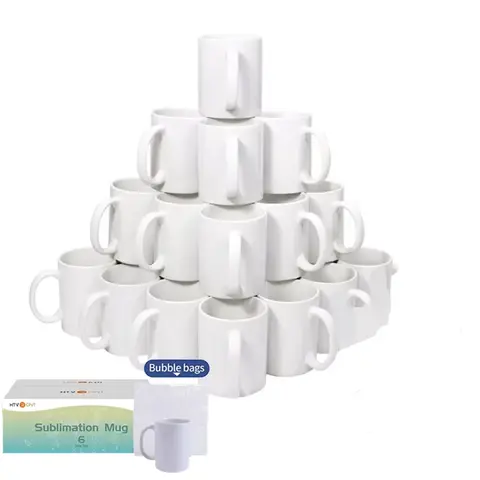 HTVRONT Sublimation Mugs 11oz Ceramic Sublimation Mugs Blank Bulk Coffee Mug White Ceramic Photo Cups With Bubble Bag
