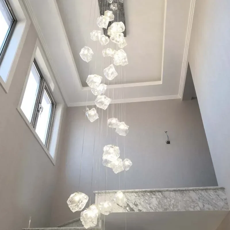 

Modern Led Crystal Chandelier For Staircase Luxury Glass Long Hanging Lamps New Creative Cristal Lustre Indoor Lighting Fixtures