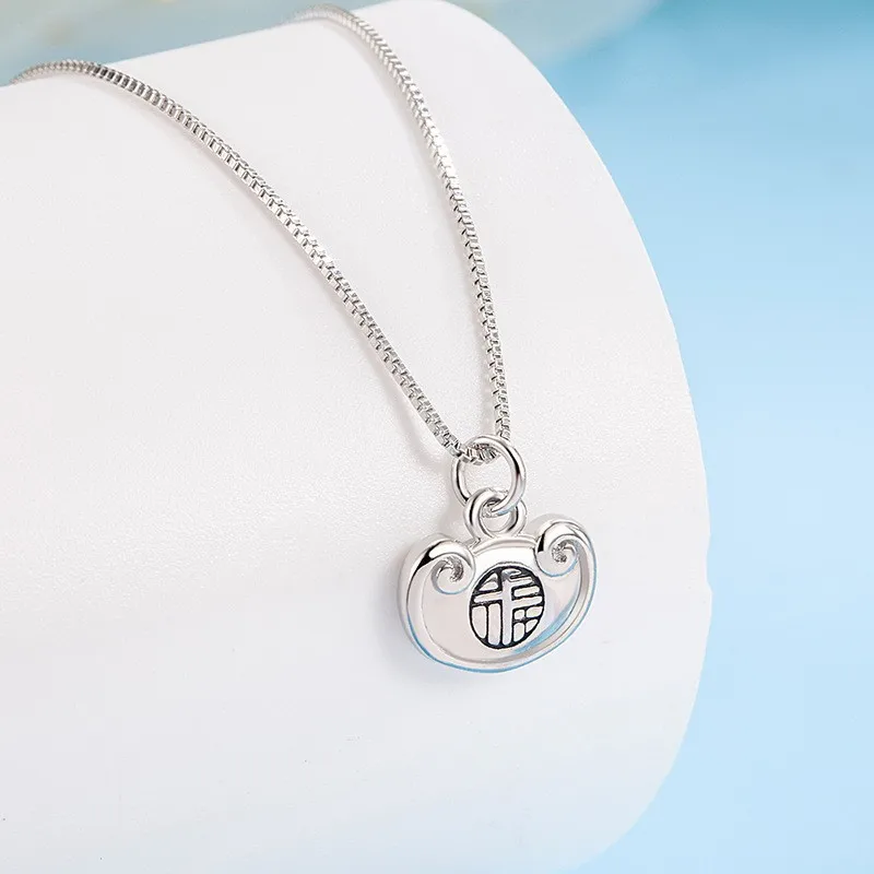 Fuzi Ping An Lock ожерелье женская мода винтажный темперамент модная индивидуальная изысканная универсальная цепочка на ключицу