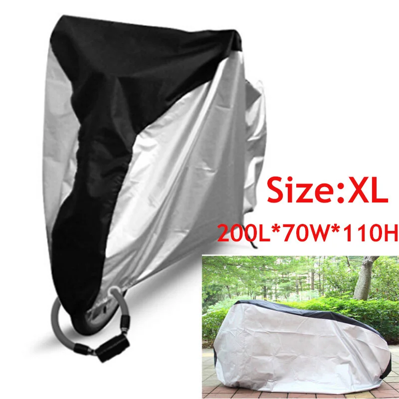 غطاء دراجة مقاوم للماء مقاس Xl أسود فضي خارجي ضد الغبار حامي قفل دراجة الطريق الجبلية مقاومة للرياح والأشعة فوق البنفسجية محمولة #2