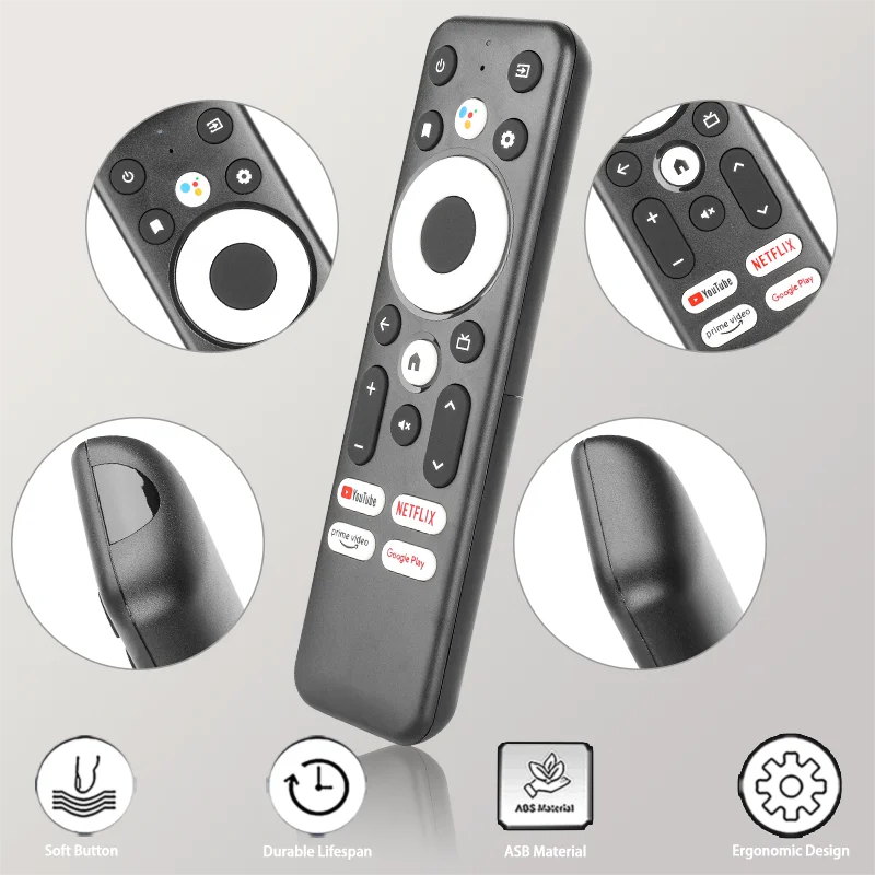 R-C-OHS-C008 For Thomson Remote Control Replacement With NETFLIX PrimeVideo YouTube Google Play Buttons, For Thomson Android TV
