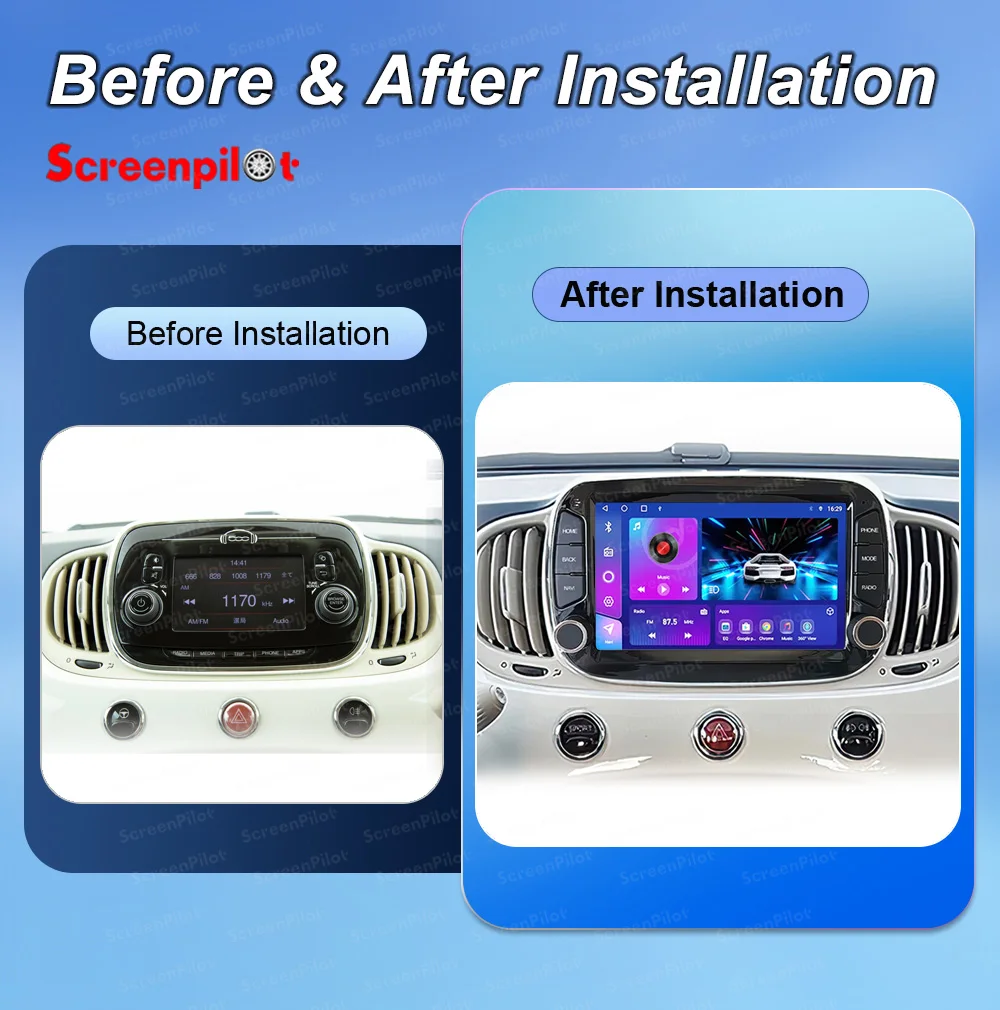 7'' Android 16 For Fiat 500 2016-2020 Multimedia Player Car Radio Head Unit Carplay Touch Screen GPS Navigation Mirror Link 4G