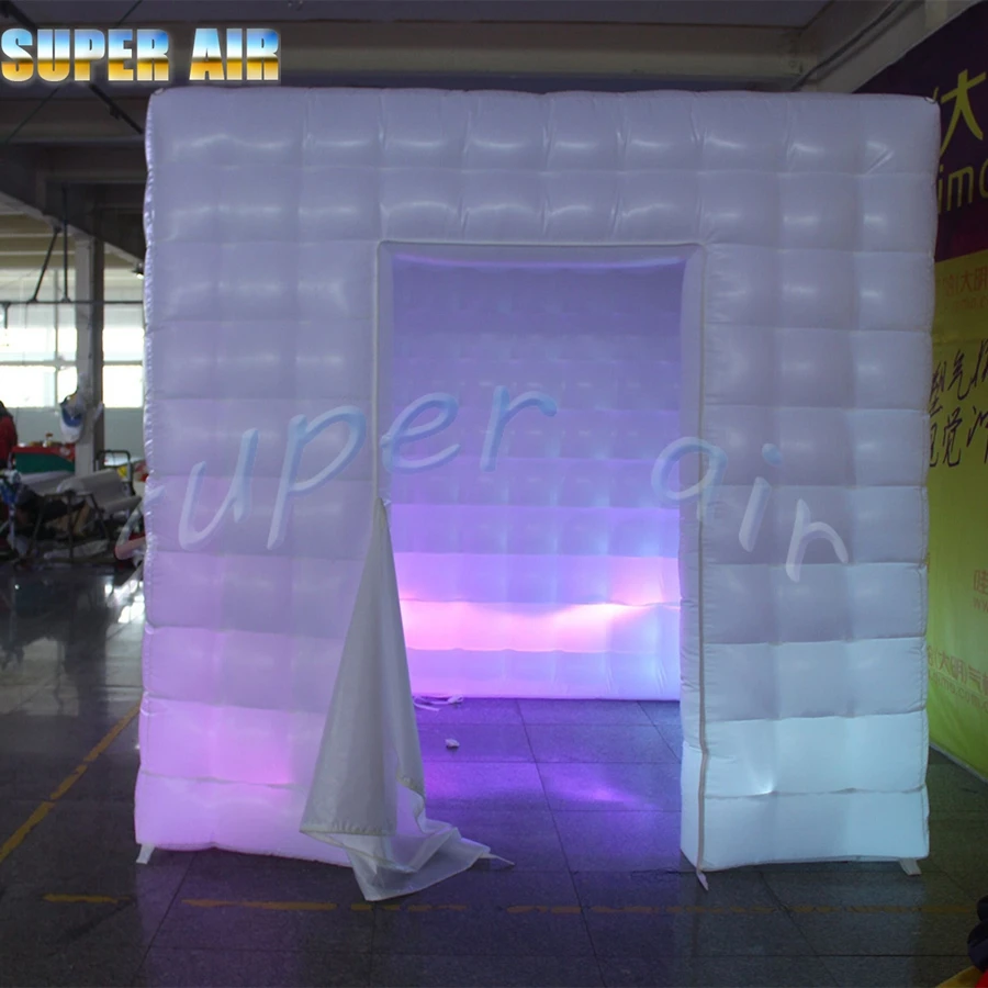 Square nice quality  inflatable photo booth with LED light  for trade show