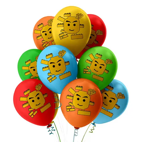 Ninja-tema byggklossfestballonger tegeltema barnfödelsedagstillbehör dekorationer tegel- och klossskyltar 5 färger 12 best sales Rick och Morty Lego - №5