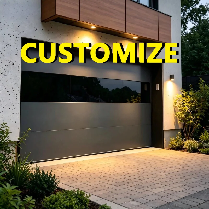 Any Size Custom Matte Anti Glare Aluminum Garage Door Soft Light Non Reflective Panel Remote Auto Lift Modern House Entry Door
