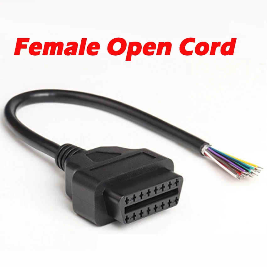 30cm J1962 Female Male OBD2 16PIN Opening Plug Cable for ELM327 Code Reader Extension Adapter OBD Open Cord OBDII EOBD 16 Pin