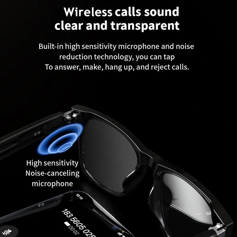 Clear bluetooth eyeglass, Wireless BT Hands-Free Calling E13 Sunglasses, Wireless-compatible Smart Glasses with Voice Control