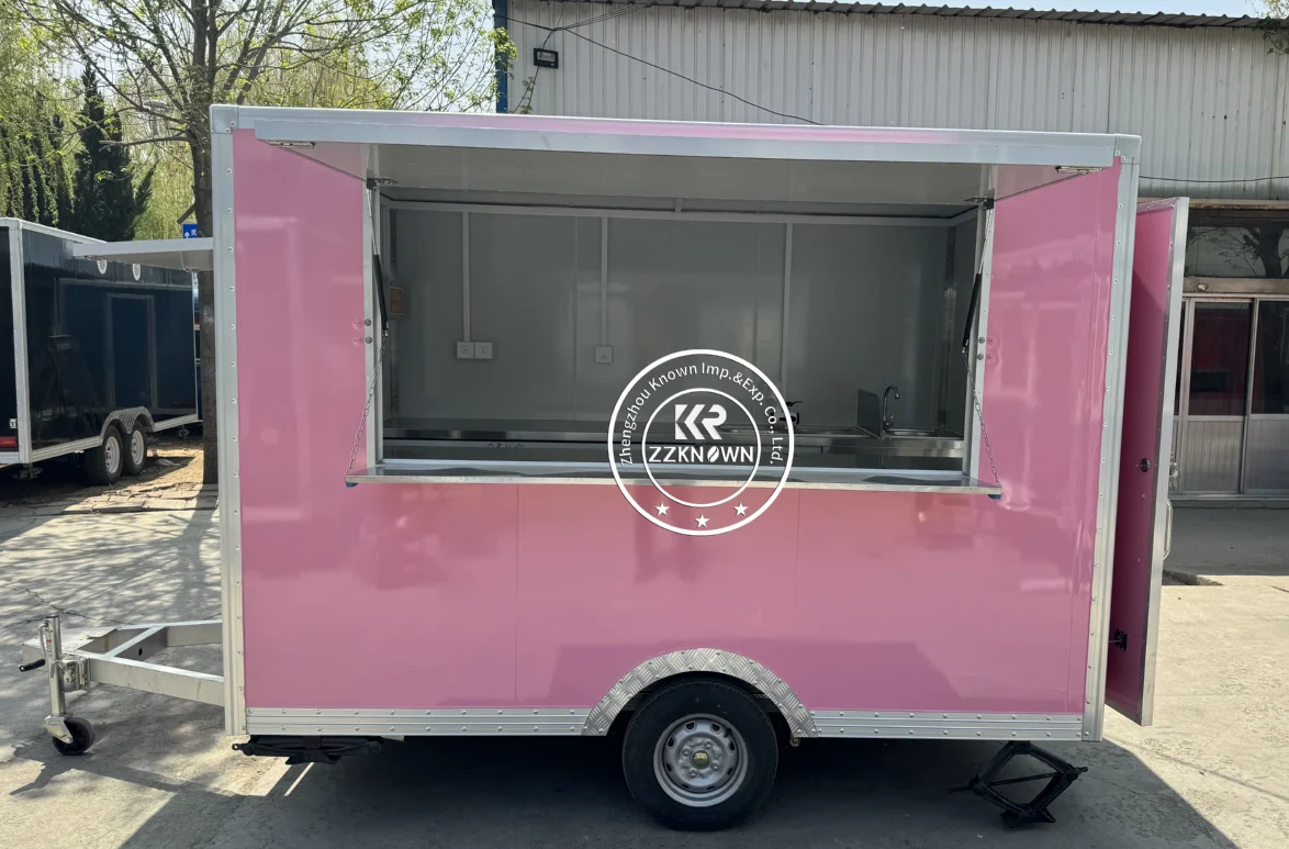 Camion de nourriture mobile entièrement équipé, kiosque à café de rue, remorque de restauration rapide de concession, chariot de collation de crème glacée mobile personnalisé