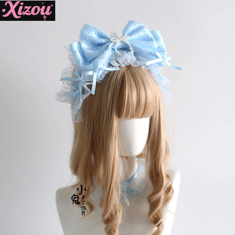 Japanse originele Lolita haaraccessoires blauwe Showa Cross Lover Doll handgemaakte hoge hoed hoofdband hand mouw hoofdband voor vrouwen