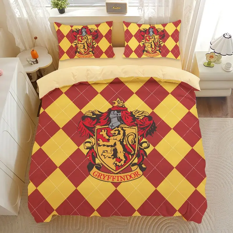 

Harry potter Four Magic College 4PCS Duvet Cover Sets Cartoon Bedding Set Sheet Children Room Bed Sheet Pillow Case