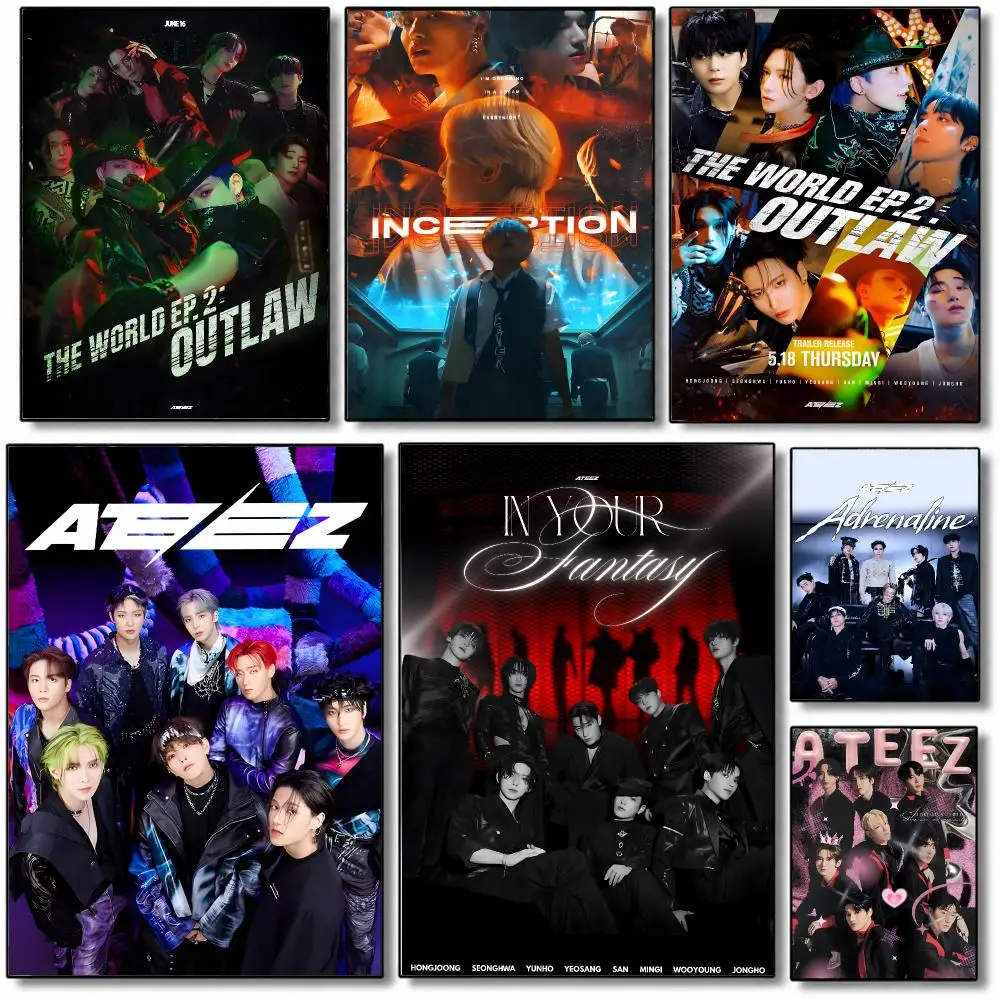 Boy Group ATEEZ Poster Wall Art Painting For Home Room Decoration Bedroom Wall Decor Waterproof Posters