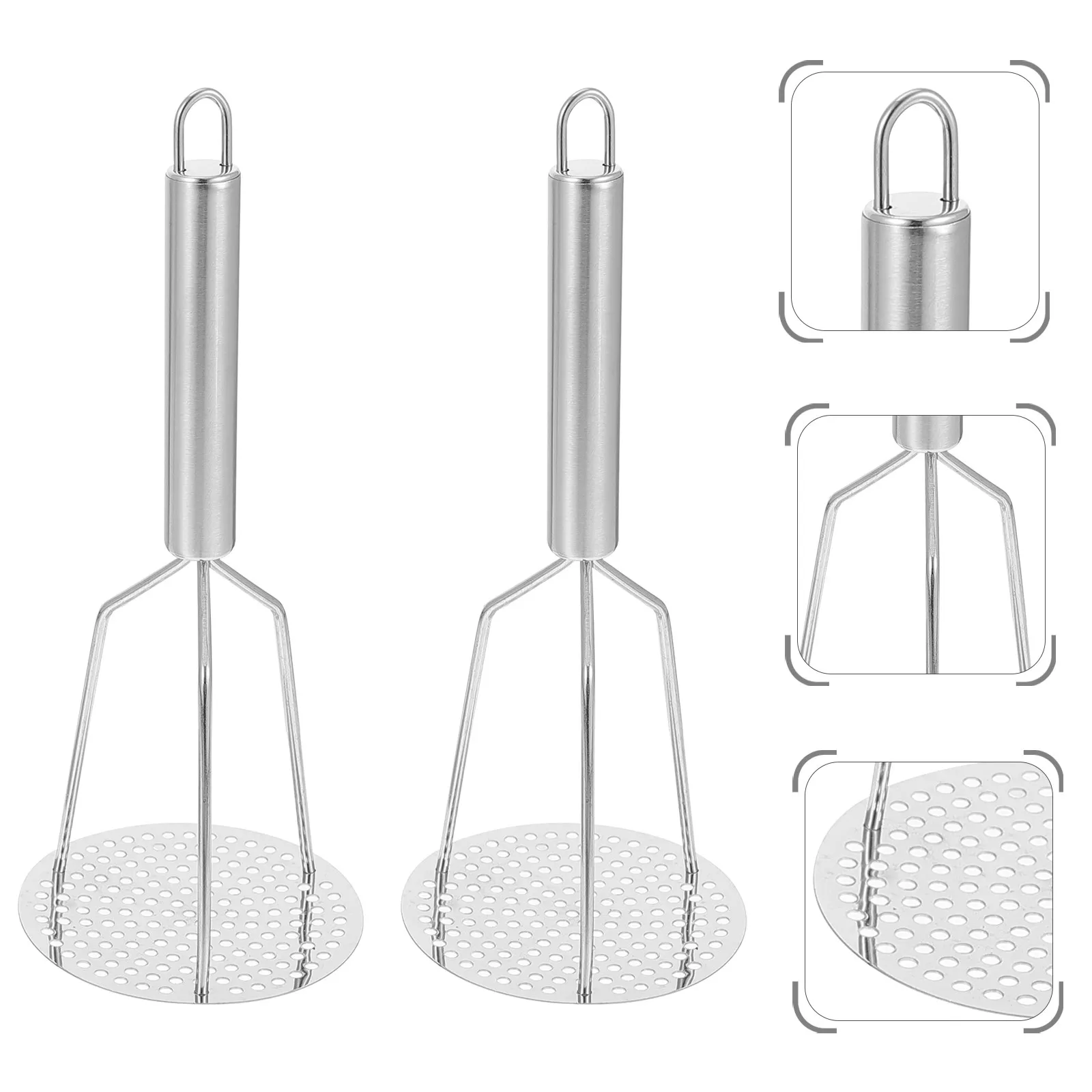 2Pcs Stainless Steel Potato Masher Thickened Pressure Plate Even Dense Holes for Delicate Mashed Potatoes Pumpkin Carrot Puree