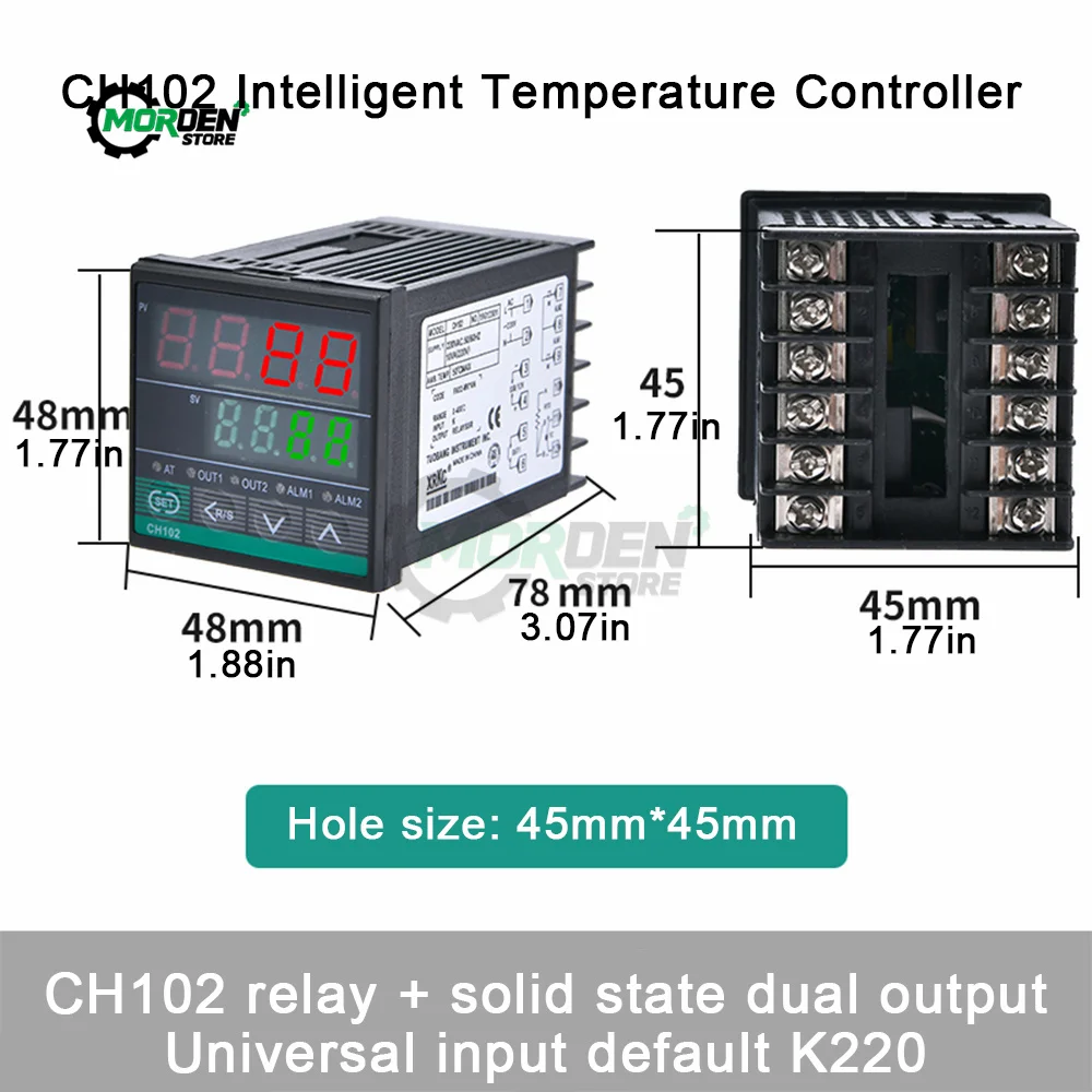 Dual Output SSR and Relay CH102 CH402 CH702 CH902 Two Relay Output LCD Digital PID Intelligent Temperature Controller AC48-240V