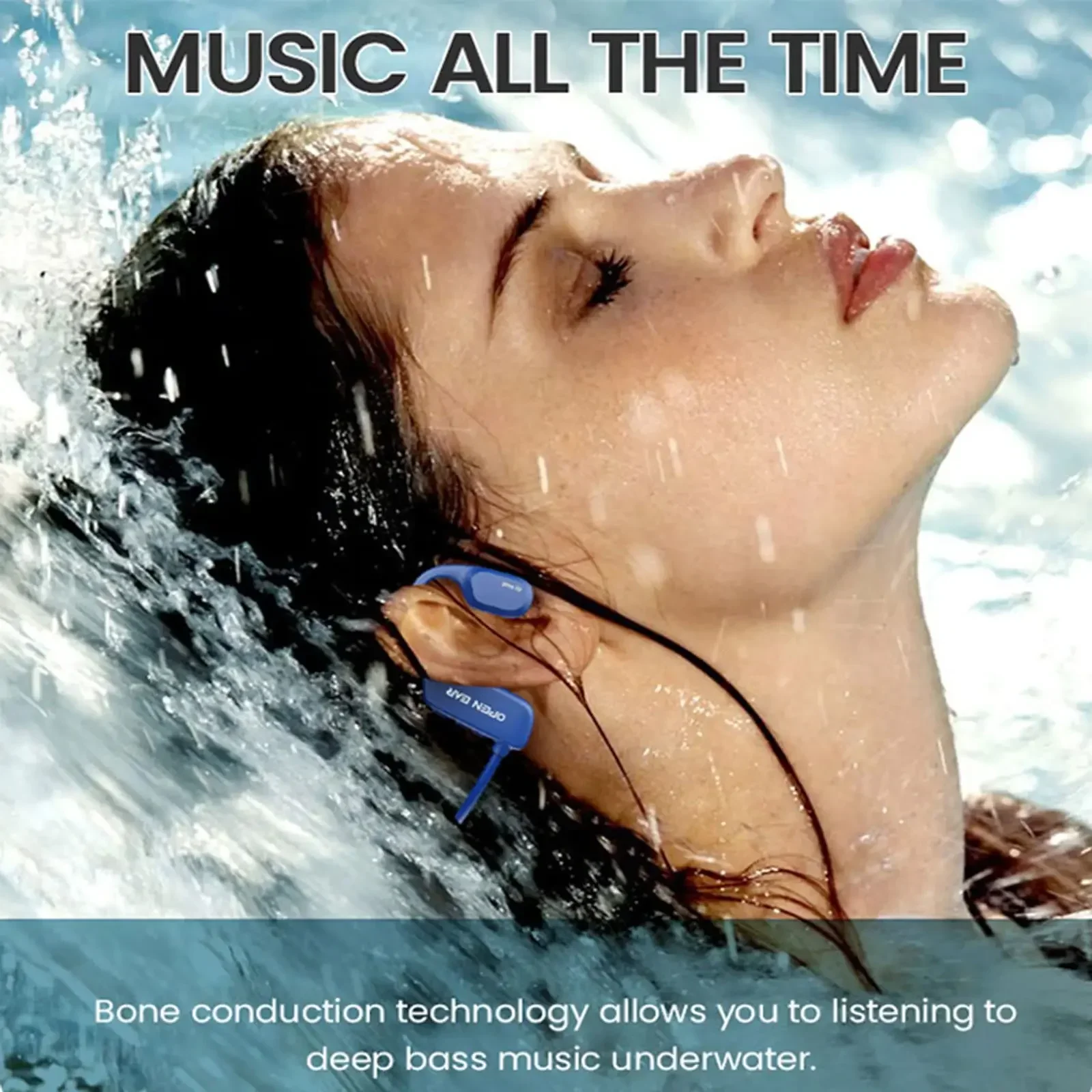 Swimming Headphones IP68 Waterproof 8GB Memory Storage Wireless Bluetooth Headset with Mic True Bone Conduction Earphones Sports