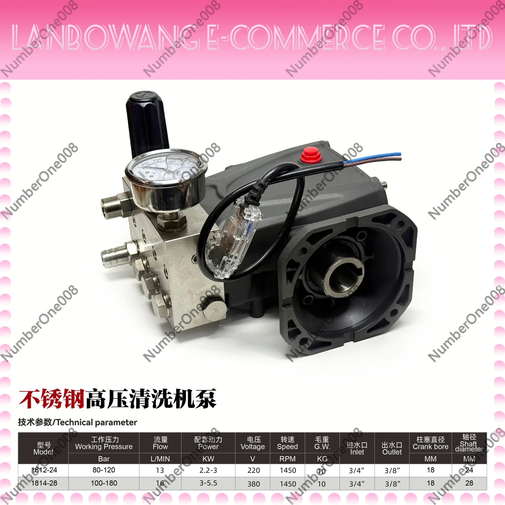 Stainless Steel High Pressure Washer Pump Chemical Resistant Acid Alkali Corrosion Proof for Industrial Kitchen Cleaning