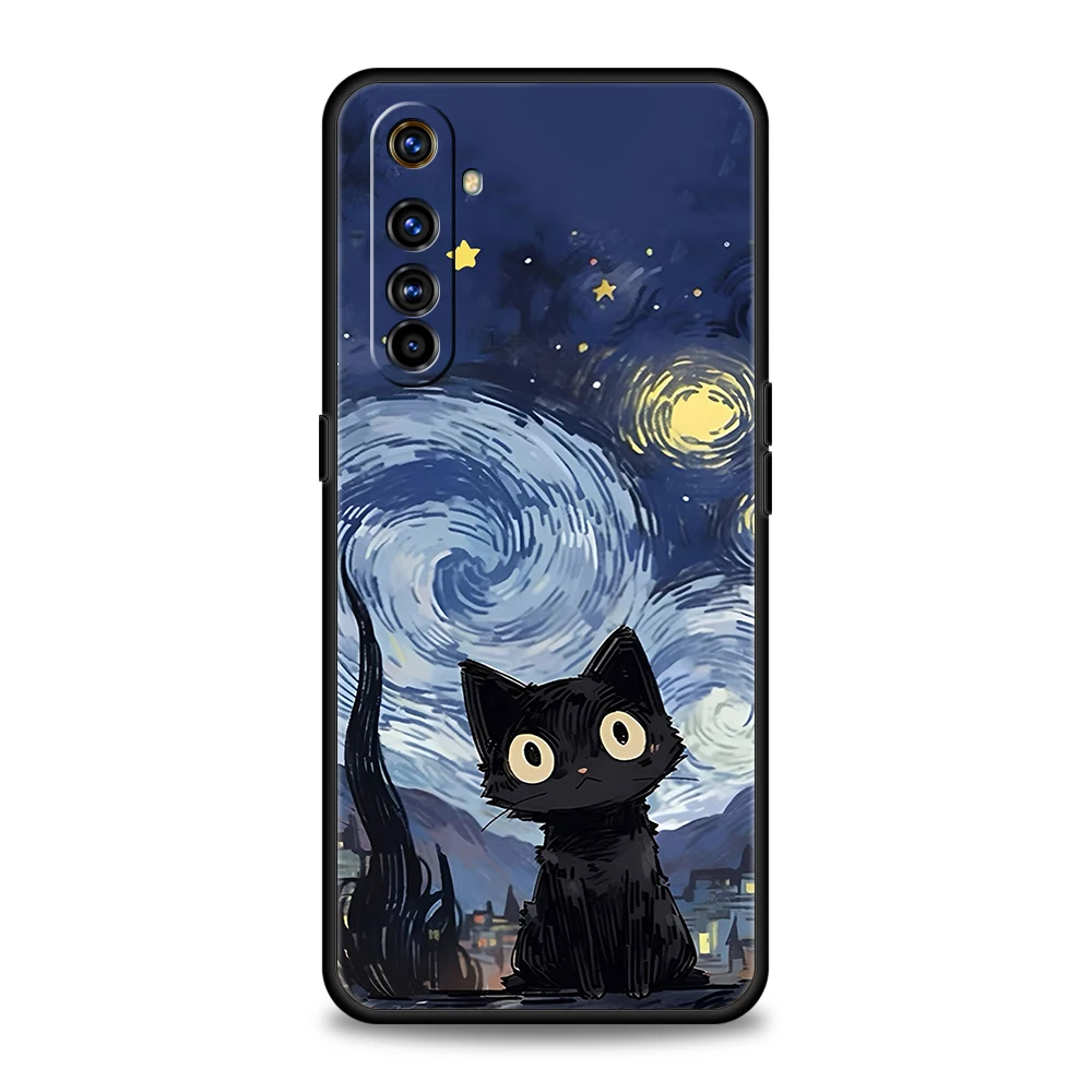 Cute Detection Cat Phone Case for Oppo A17 A12 A57 A74 A16 Find X5 X6 A52 A53 A54 A15 Reno 6 Z 7 Pro A9 2020 5G Silicone Shell