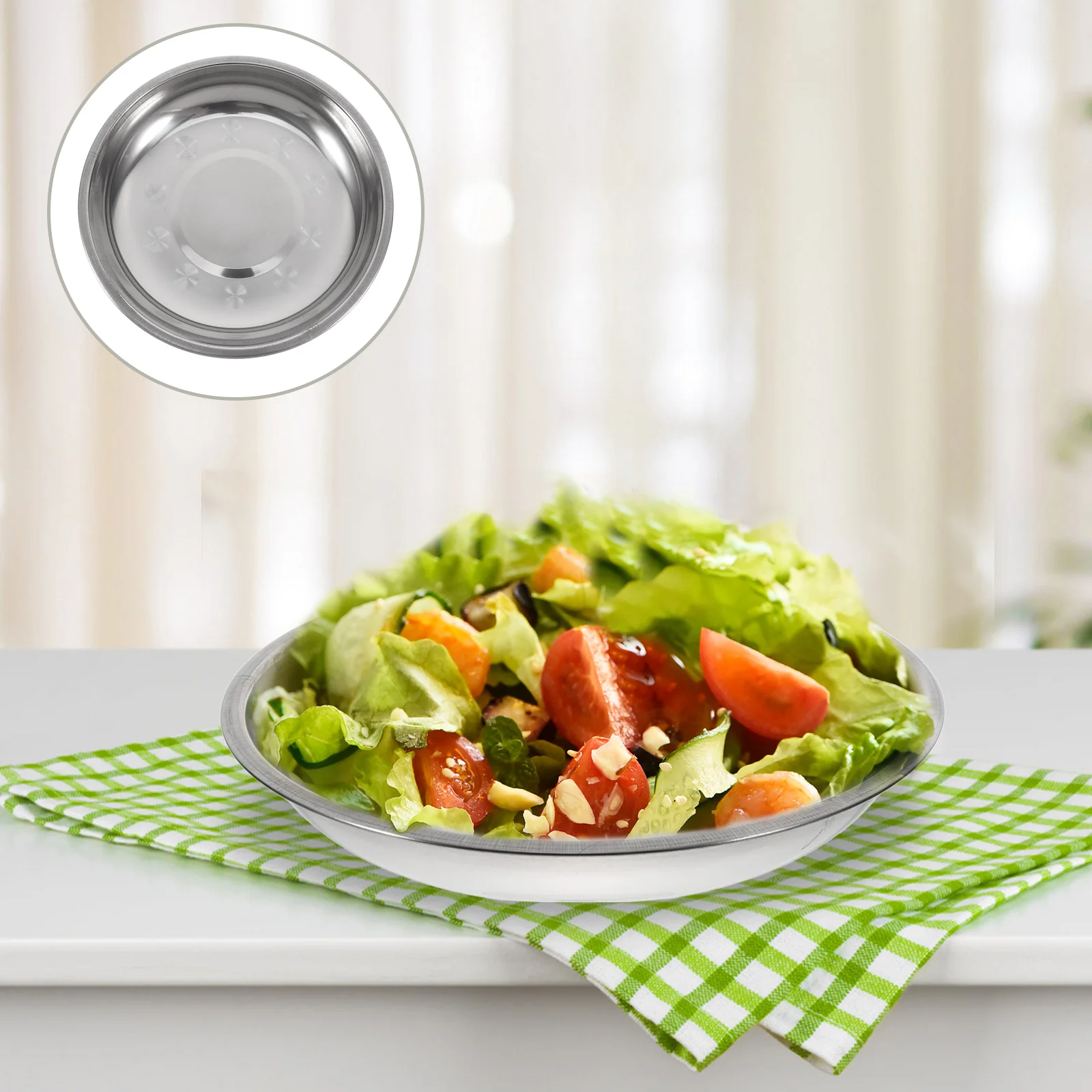 

6pcs Large Round Stainless Steel Trays Silver Food Storage Plates For Bbq Party Camping Kitchen Supplies Dessert Fruit Holder