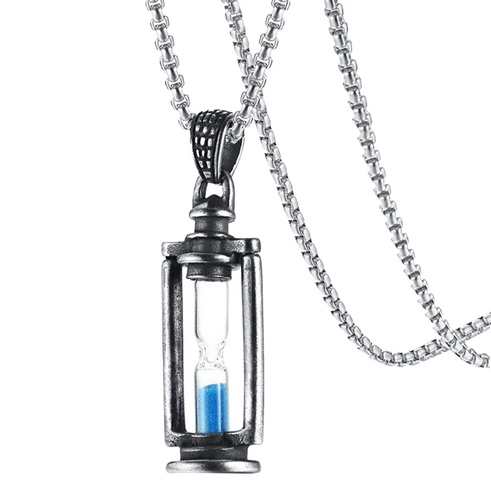 

Hourglass Necklace Men Titanium Steel Vintage Pendant Jewelry Eye-Catching Design All Occasions Hourglass Necklace