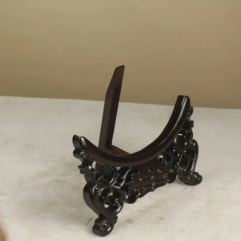 

Solid wood basin rack, plate display , tea cake, ebony bracket, tea set bracket, ceramic mahogany handicraft plate rack.