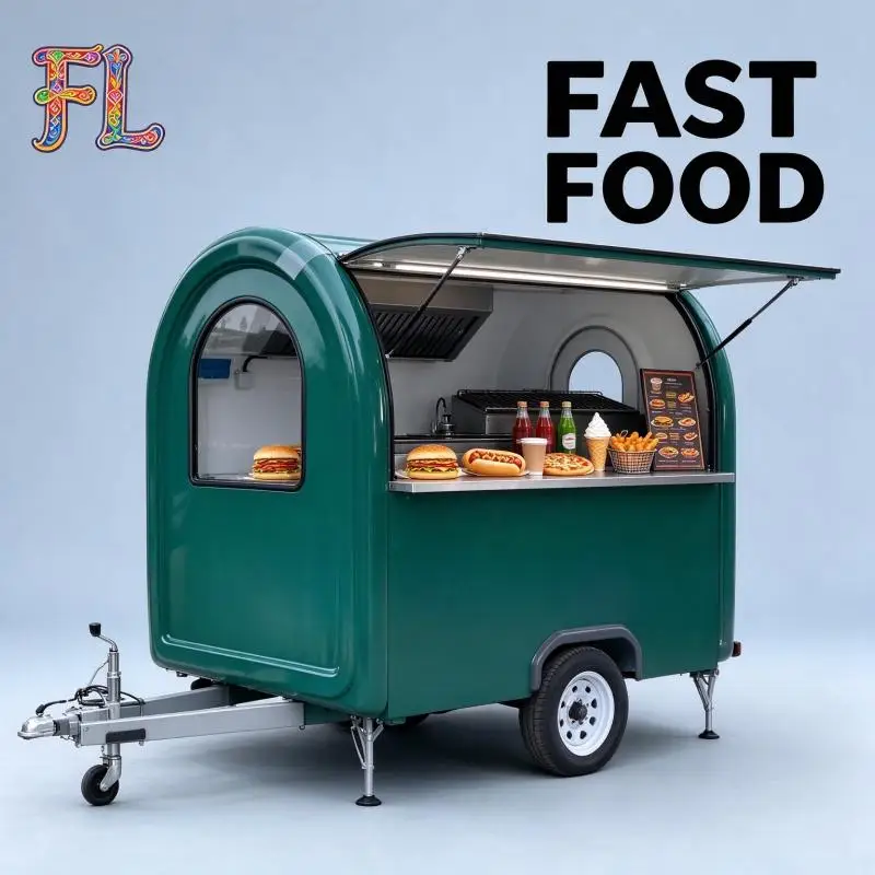 Round Food Trailer Mobile Catering Cart Complete Utility Hookup Custom Interior Layout Food Trailer for Pop Up Business