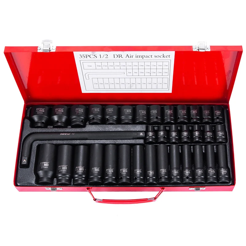 

35 Piece Heavy Duty Pneumatic Power Socket Tool Set Small Air Cannon Thickened Hexagonal Socket Plastic Nut Screw