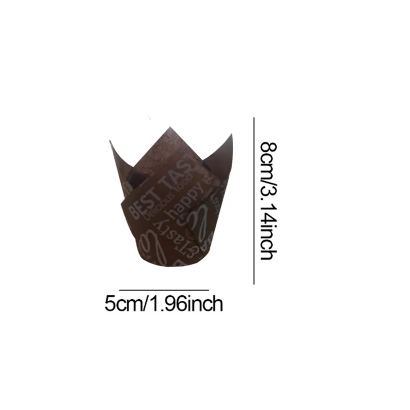 50Pcs/100Pcs Coffee-Themed Tulip Cake Paper Cups, Heat-Resistant and Oil-Proof Baking Paper Cups, Suitable for New Year, Valentine's Day, Weddings, Birthday Parties, Home Baking Supplies view 3