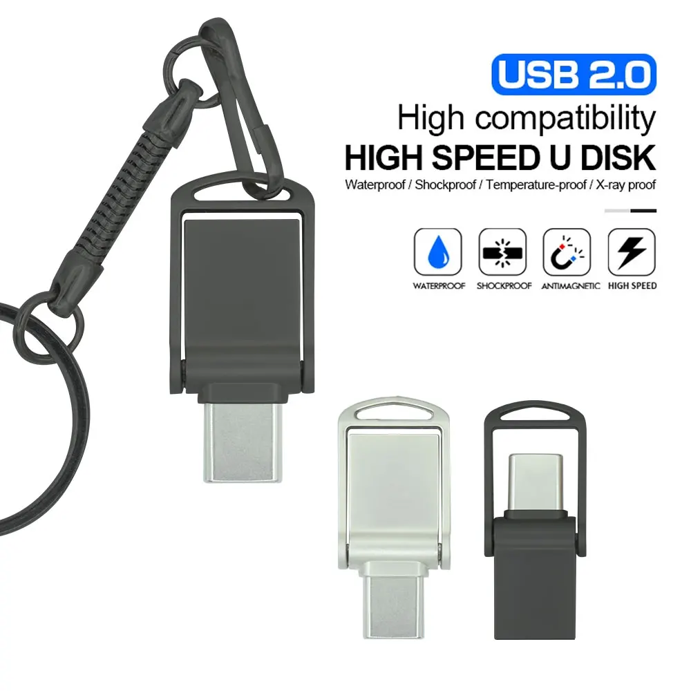 TYPE-C 2 in1 USB 2.0 Flash Drives 64GB High speed Pen Drive 32GB 16GB 8GB Memory Stick 4GB Pendrive for Mobile Phone Computer