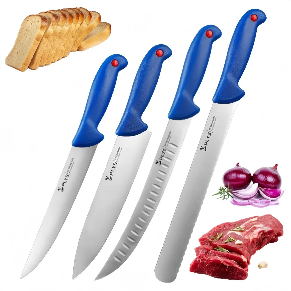 4-teiliges Küchenmesser-Set, Fleischbeil, Obstmesser, Ultrascharfes Ausbeinmesser, Brotmesser, Hackmesser, Kochmesser