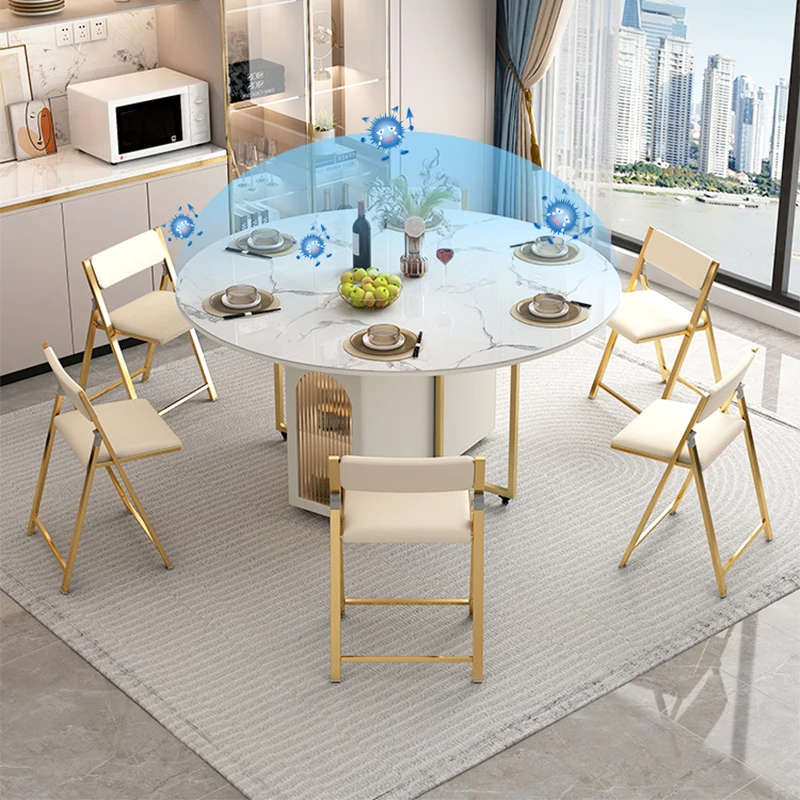 Side Kitchen Dining Table Set Folding Extendable Modern Round Dining Table Luxury Dinner Mesa Comedor Home Furniture BL50DT