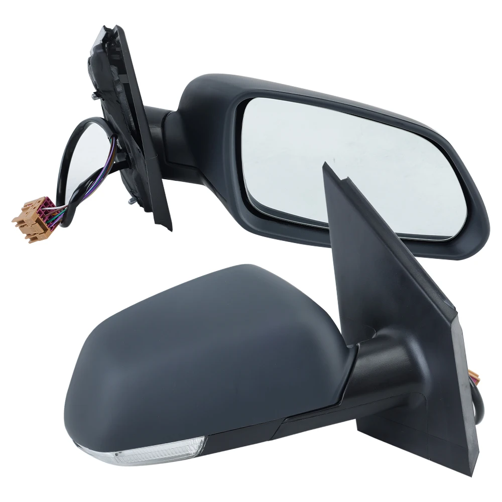 For VW Polo Mk4 9N3 2005-2009 Door Wing Mirror Manual Cable Black side heated mirrors with turn signal lights car accessories