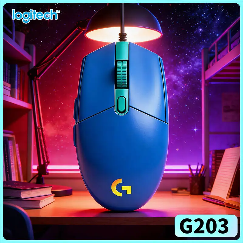 

Игровая мышь Logitech G203 с сенсором 8000 DPI, RGB-подсветкой, 6 кнопками, гарантией 2 года, совместимая с Windows, Mac, ChromeOS, универсальная мышь