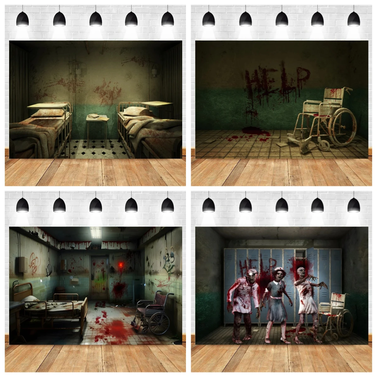 

Horror Halloween Decorations Backgrounds for Photographs Abandoned Hospital Ruin Ghost Zombies Scene Backdrop Spooky Party Decor