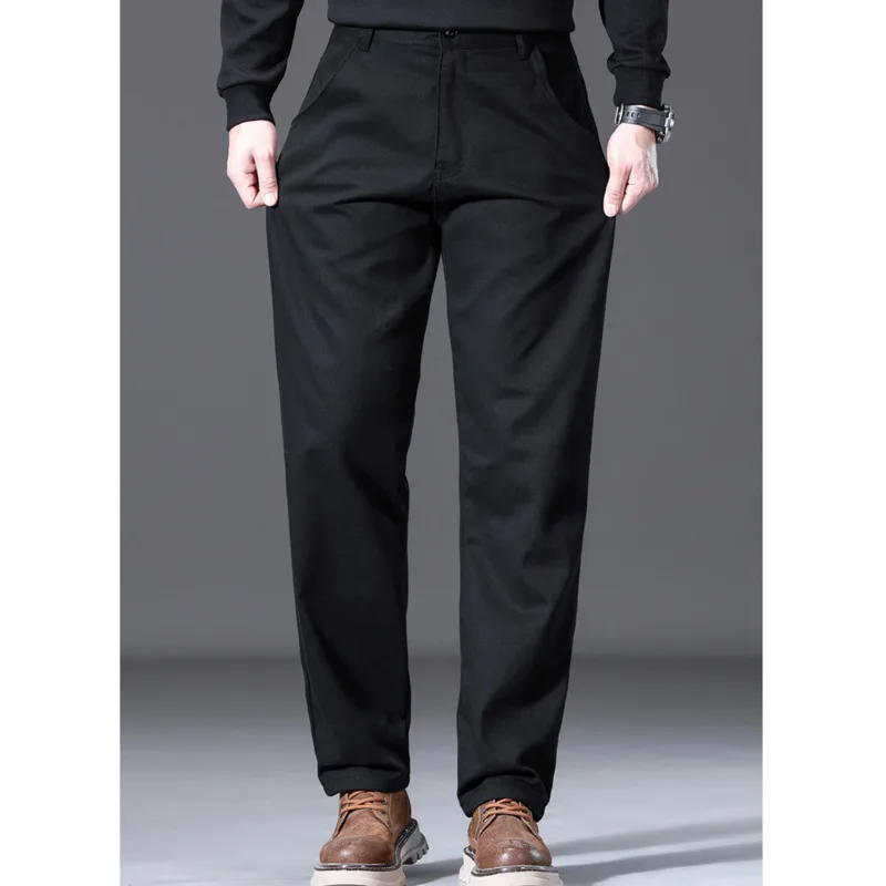 2025 cuatro estaciones nuevo básico Volkswagen pantalones casuales de los hombres sueltos tubo recto moda versátil Color sólido pantalones de cintura media