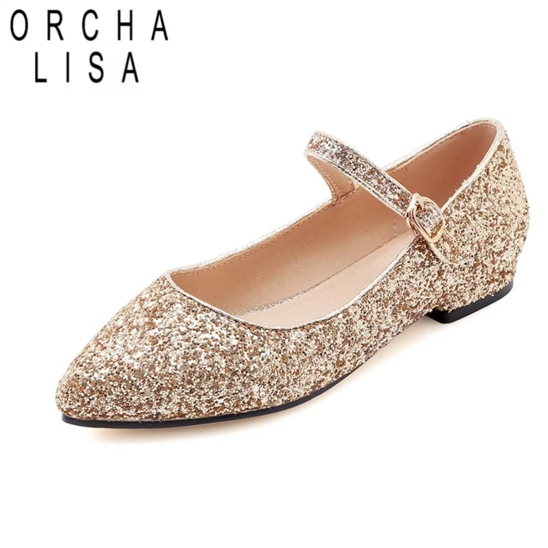 

ORCHA LISA/женские балетки с блестками, блестящие туфли на плоской подошве с пряжкой, весенне-летние вечерние свадебные туфли с острым носком, sapatos
