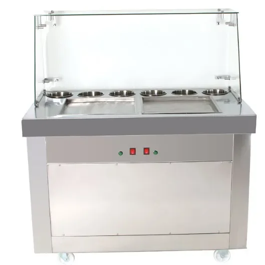 Double Pan Ice Cream Roll Machine with Fruit Yogurt Commercial Fried Ice Cream Machine for Sale