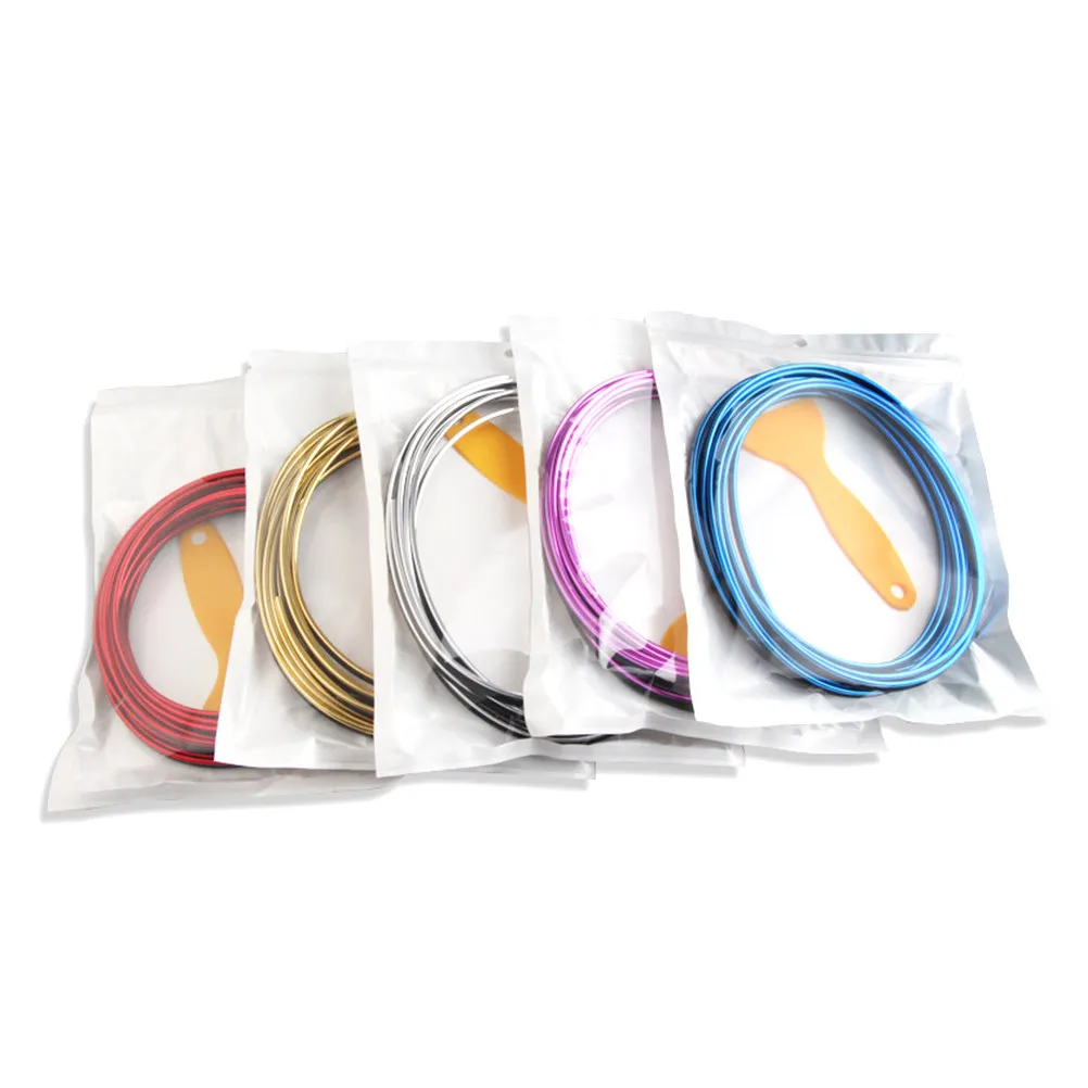 Car Interior Trim Strip 5M Flexible Easy Cut Decorative Seal Molding Purple Electroplated Auto Accessory