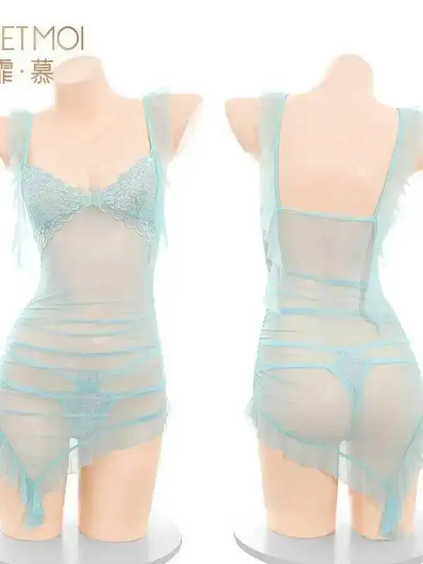 Feimu Paris Love Heart Prospettiva Abito che espone il petto Tentazione elegante Mini abito sexy con canotta Sheer Coreano Donna Top 214P