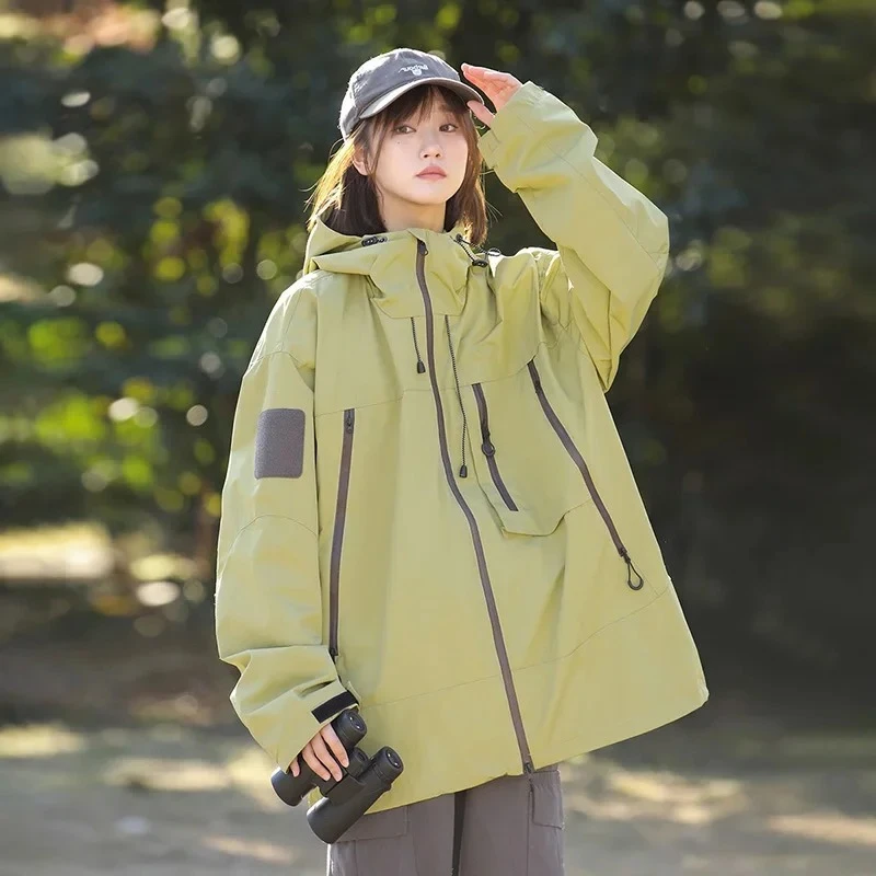 

Streetwear Women's Hiking Waterproof Jacket Autumn Hooded Coat Outdoor Trekking Mountain Windbreaker Jackets for Women Raincoat