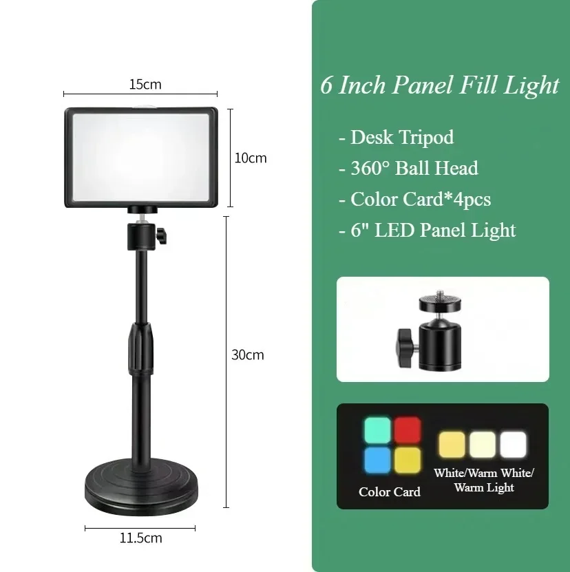 6inch LED Fill Lamp Video Light Panel Bi-color 2700k-5700k Photography Lighting Live Stream Photo Studio Light - Image 3