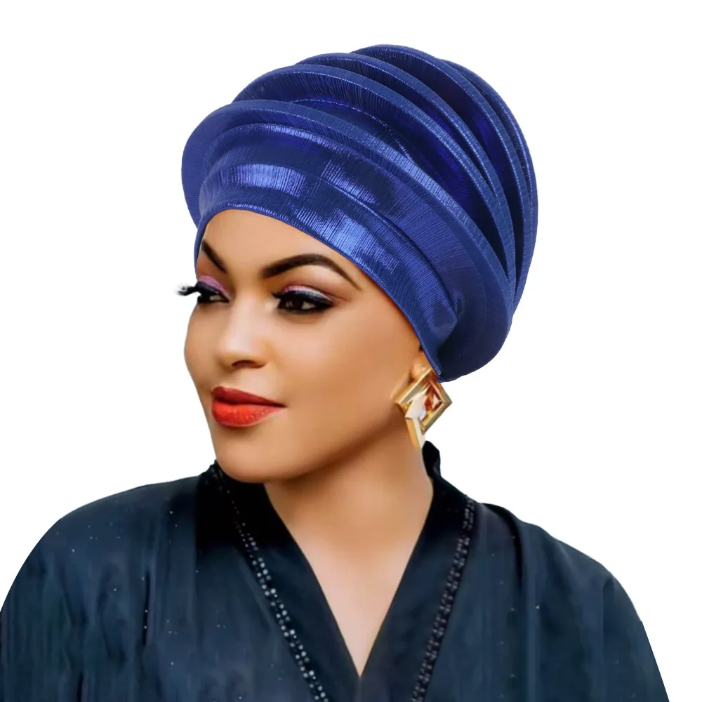 Mehrschichtige Spiral-Baskenmützen-Turbane für Frauen, Afrikanische Kopfbedeckungen, Damen-Baskenmützen, Turban Nigeria Kopfschmuck für Hochzeiten und Partys, Gele – Detail 8
