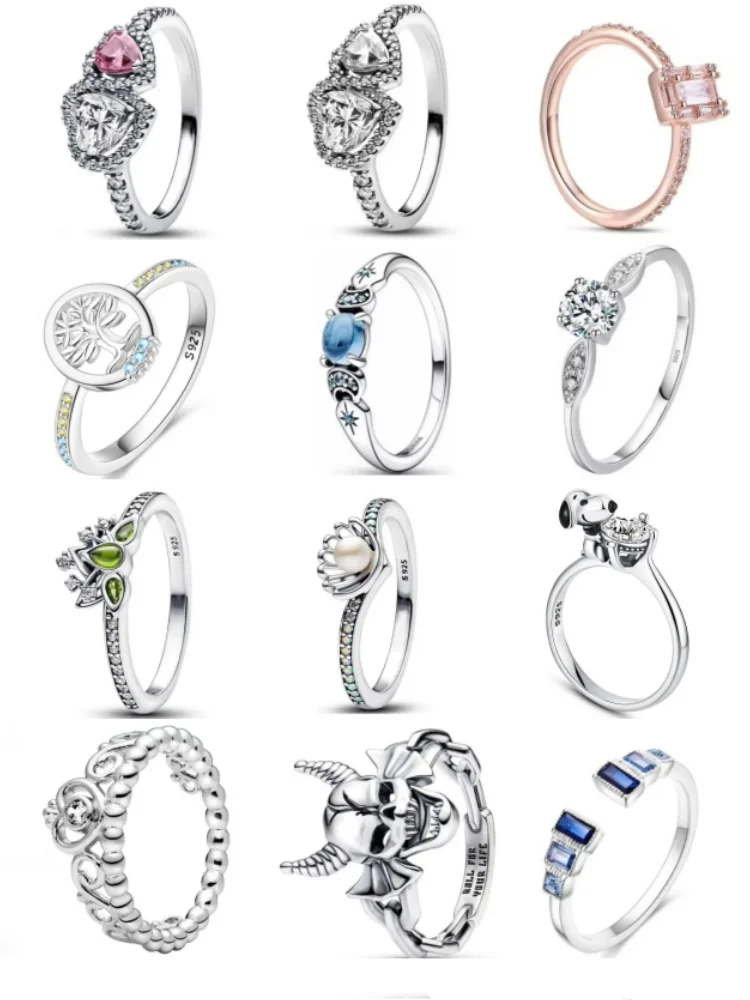 2025年新作 シルバー925 ハート型 花柄 パール 犬の指輪 繊細なジュエリー 女性への結婚式の贈り物に最適