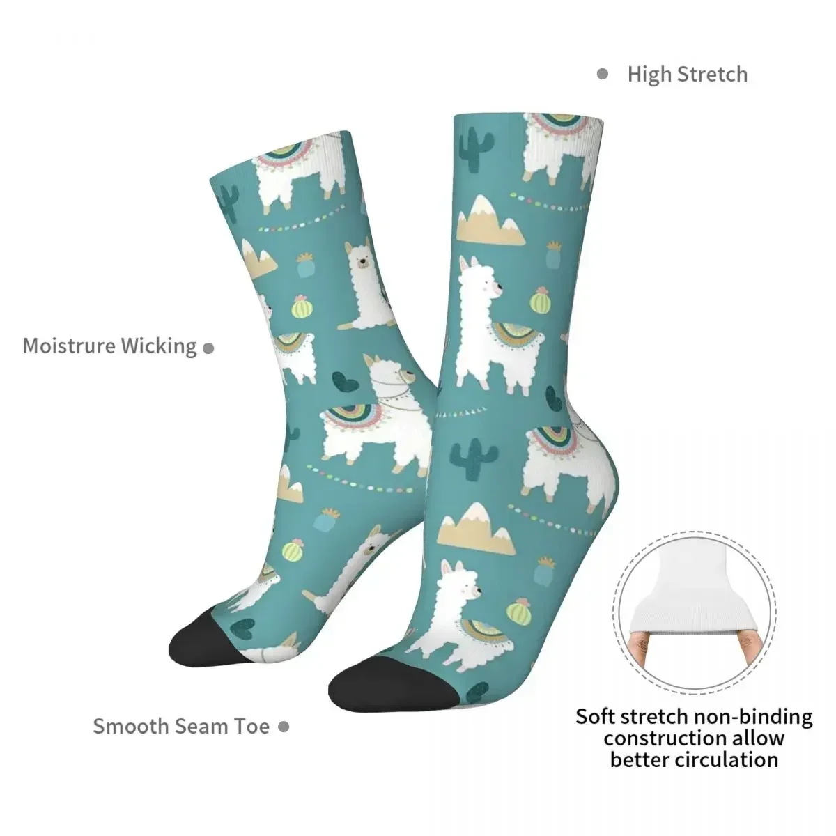 Llama Alpaca Animal Socks Harajuku Sweat Absorbing Stockings All Season Long Socks Accessories for Unisex Birthday Present