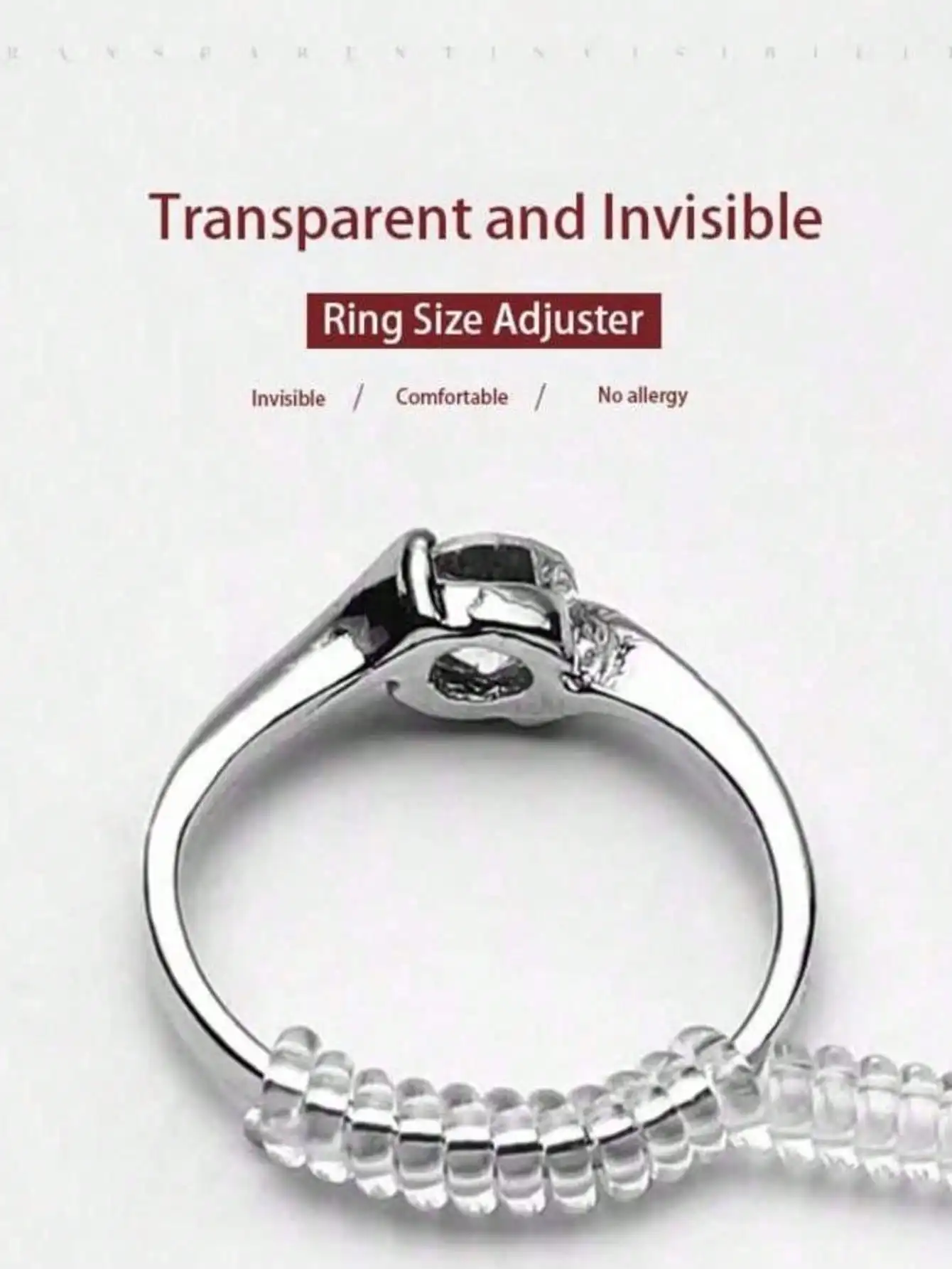 

4 Pcs Transparent Silicone Ring Size Adjuster Invisible Ring Guard Snug Fit Adapter For Loose Rings 4 Sizes For Men Women
