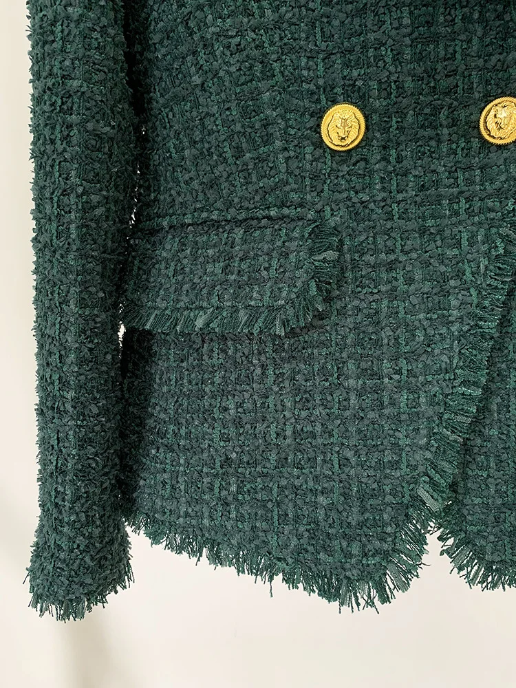 Il più nuovo cappotto invernale in Tweed di pregevole fattura Lady Office Slim aderente doppiopetto a maniche lunghe Blazer da donna