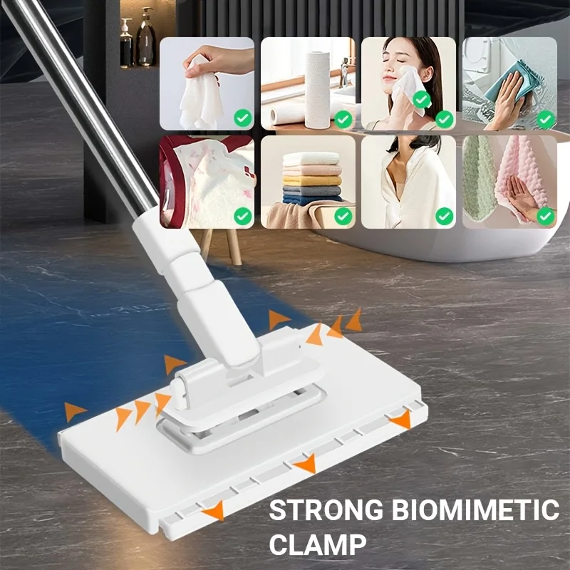 Serpillère sans contact 70 cm MopSnap-Grip, mini serpillère plate mains libres 360 °   Serpillère à tête rotative pour usage humide et sec, avec changement de lingette automatique et pince pratique, lingettes en microfibre, serpillère à pince automatique pour sols, fenêtres, cuisine, salle de bain, lingettes de nettoyage pour la maison, serpillère pour l'élimination de la poussière