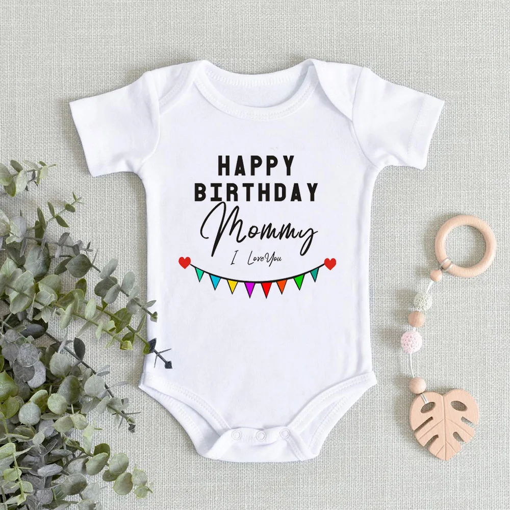 

Детский комбинезон для новорожденных, с надписью «Happy Birthday Mommy I Love You»