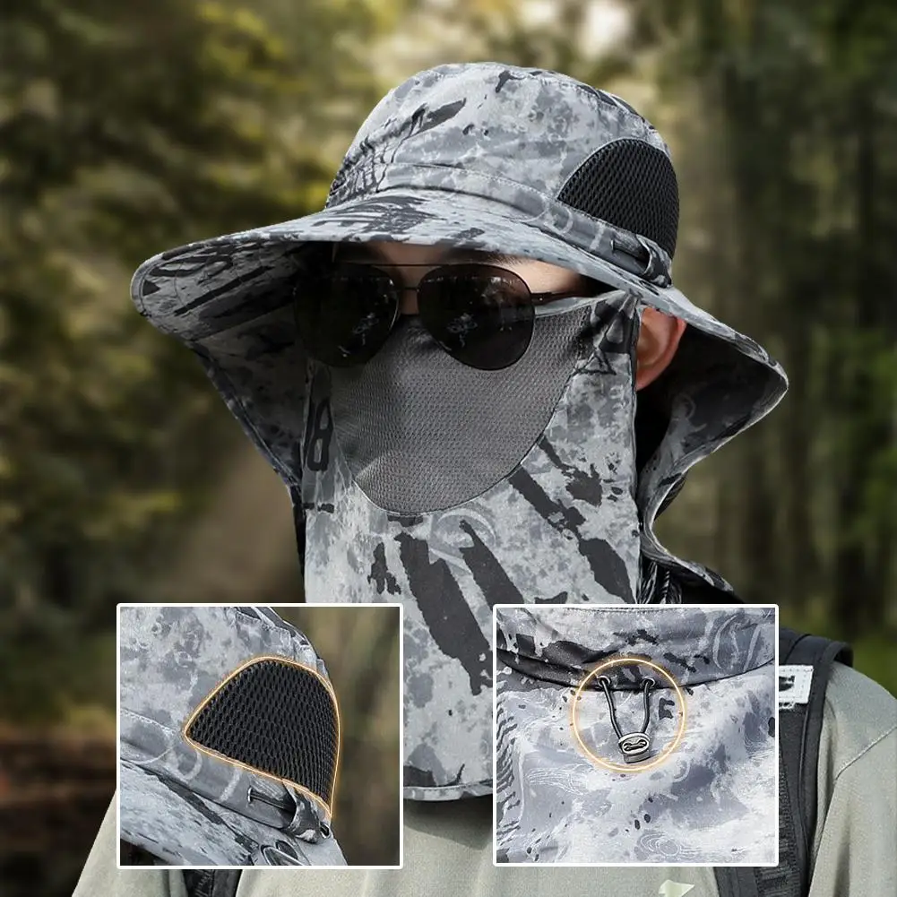 Fishing Hat Hat Shading Hats Mountain Breathable Climbing Detachable Uv Hats S4x3