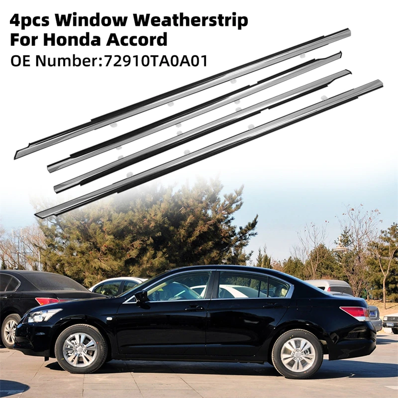 Tira de sellado para puerta de ventana de coche, Deflector de lluvia cromado, accesorios deflectores exteriores, 2008-2012 para Honda Accord, 4 Uds.